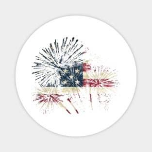 Happy July 4th American USA Flag Colorful Fireworks Magnet